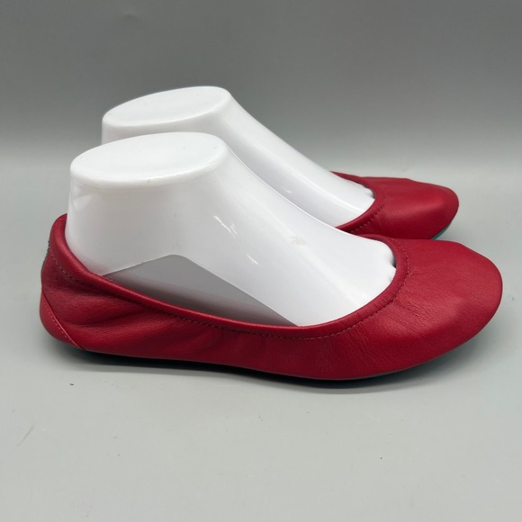 Tieks by Gavrieli Cardinal Red Leather Ballet Flats Womens Size 7 Foldable Shoes - Picture 3 of 6